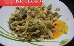 Tagliatelle fresche carciofi e pasta di salame